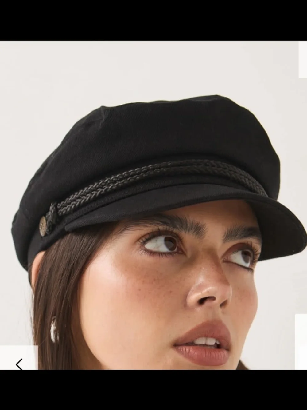 Brixton Black Baker Boy Cap with Braided Trim